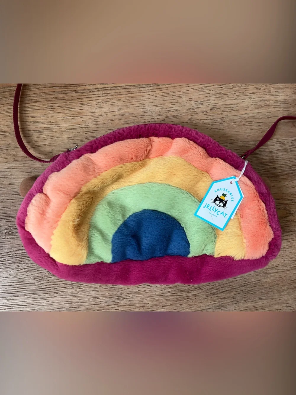 Jellycat Multicolor Plush Rainbow Crossbody Bag in Pink
